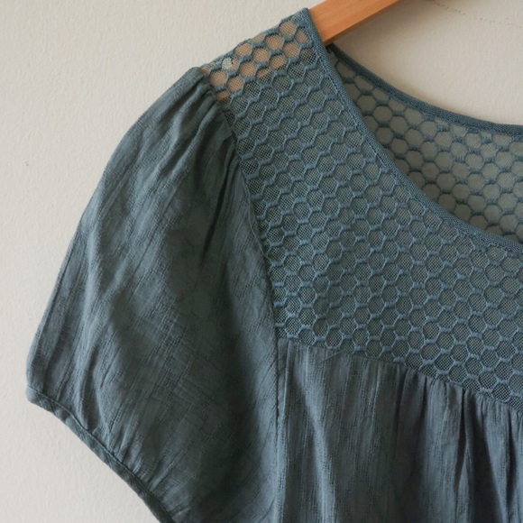 Free People Blue Peasant Blouse, LARGE - Picture 1 of 7